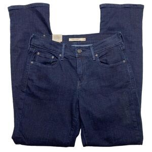 Levi's 505 Straight Jeans Women's 26 Short Dark Navy Blue Super-Stretch Mid-Rise